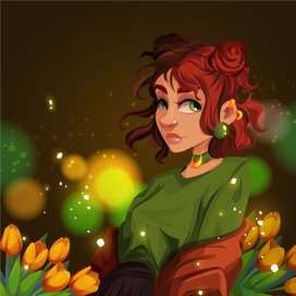 Девушка в тюльпанах