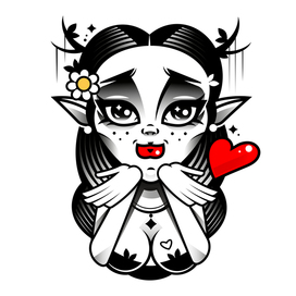 Девочка-фея с цветами мандалы для раскрашивания, печати на изделии, лазерной гравировки и так далее. иллюстрация