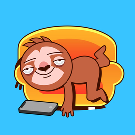 милый мультяшный ленивец в мягком кресле читает книгу. красочная векторная иллюстрация животного