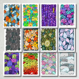 Образцы для серии раскрасок "Морские обитатели"