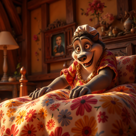 Серый волк нарядился в бабушку