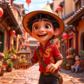 Мальчик купил птичку