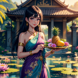 Девушка с угощением