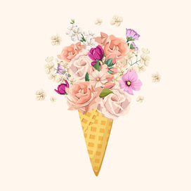 Цветы в вафельном рожке