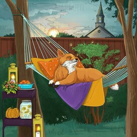  Иллюстрация "Лис в нашем саду"