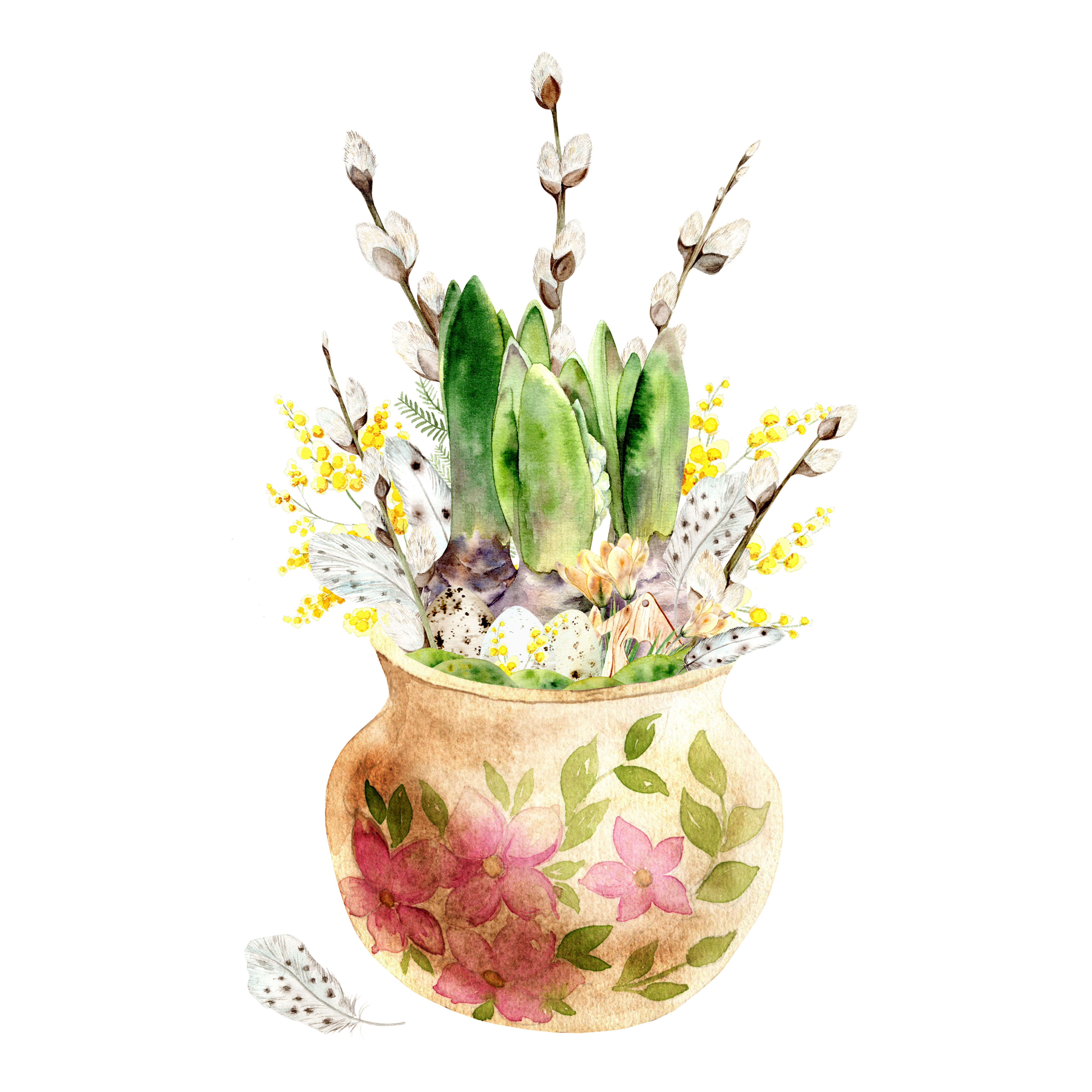 Весенняя композиция из цветов и яиц