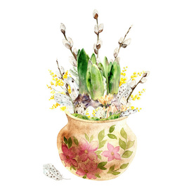 Весенняя композиция из цветов и яиц