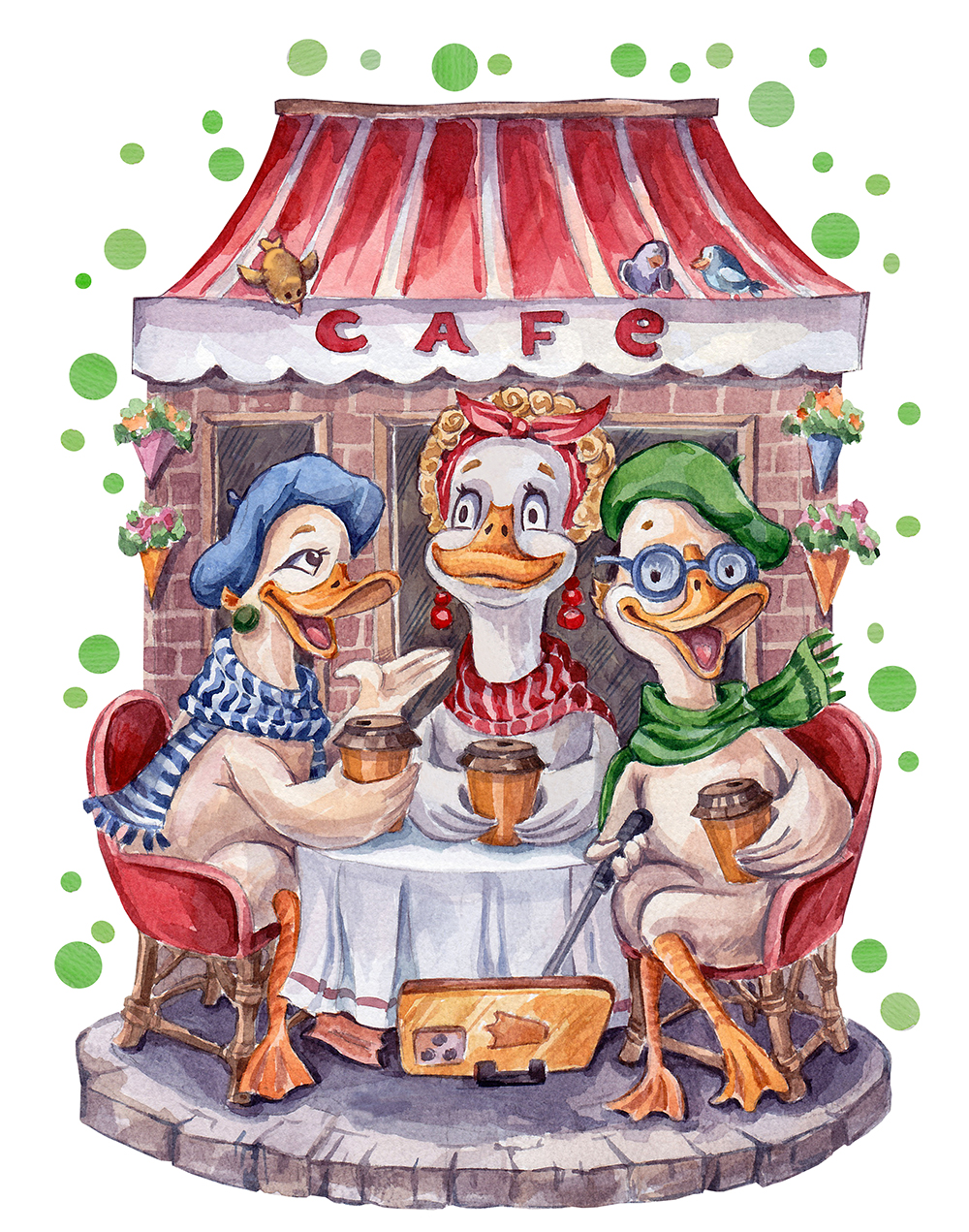 Подружки в кафе. Весна