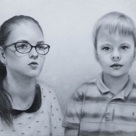 Детский портрет (сухая кисть)