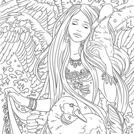 Девушка и лебеди