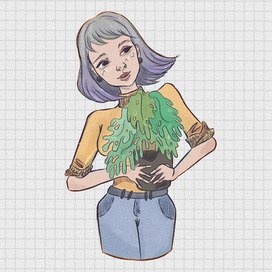 Девушка с растением