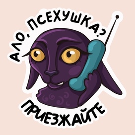 Стикер с кошкой и телефоном шуточный мем