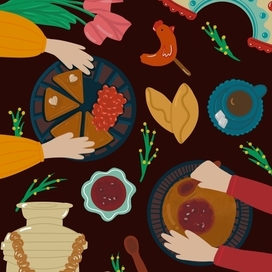 Flat иллюстрация к масленице