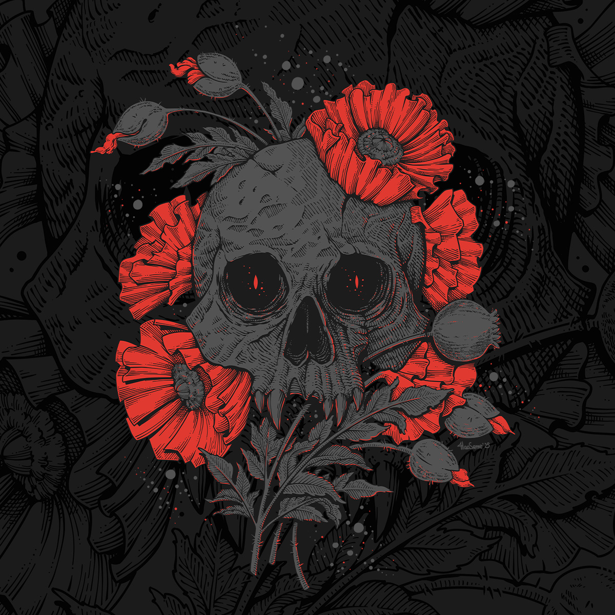 Череп с маками