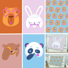 Мордочки животных для детского пледа