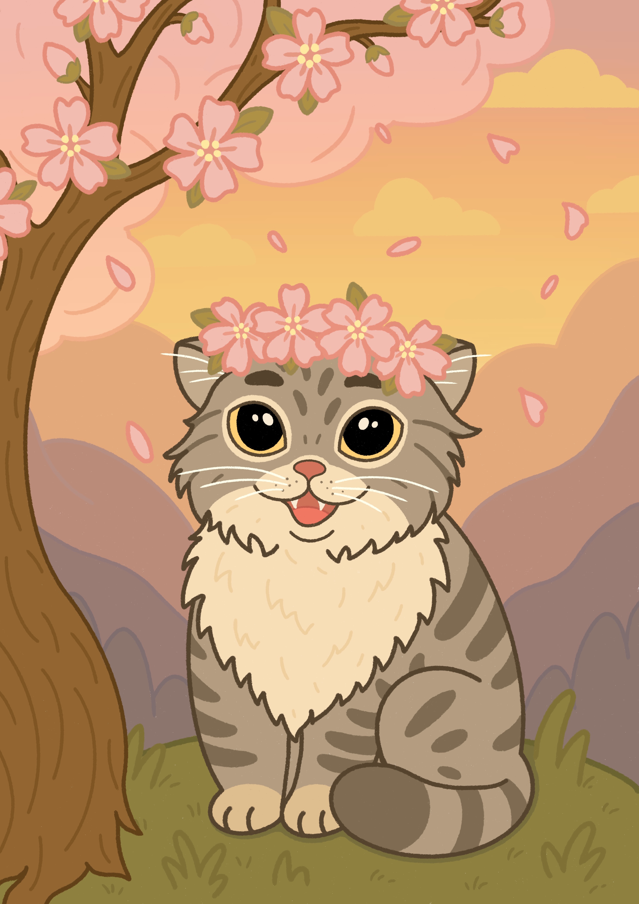 Манул под сакурой