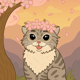 Манул под сакурой