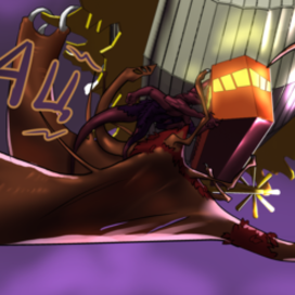 Кадр комикса - нападение монстров на дирижабль