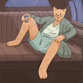 Кот в машине: вдохновлено Большим Лебовски