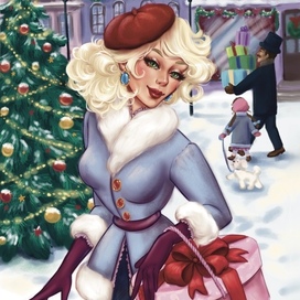 Новогодняя открытка в ретро стиле