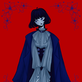 арт девушки в сине-красных тонах