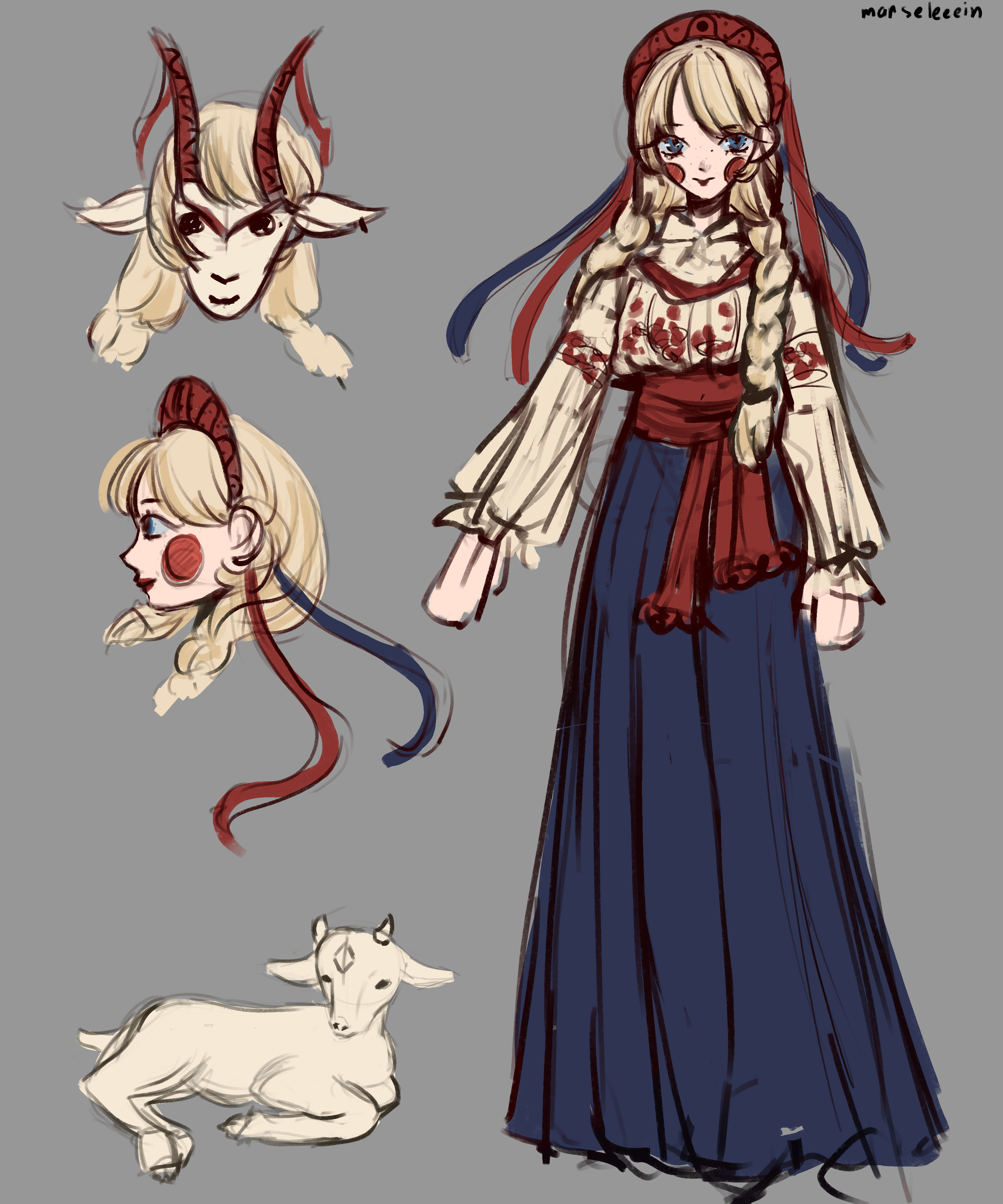 скетч славянской девушки