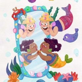 Маленькие русалки. Детская иллюстрация