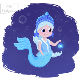 Маленькая русалочка в образе Снегурочки