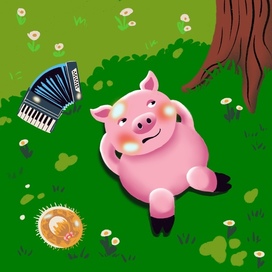 Хоюн-баянист отдыхает