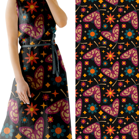 Бесшовный паттерн с мотыльками