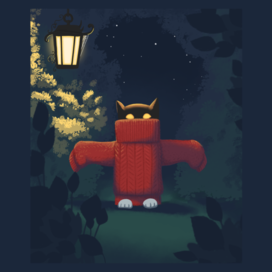 Котик в красном свитере