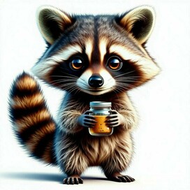 Енот с банкой мёда