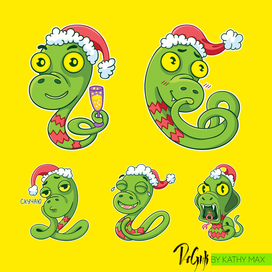 Стикеры. Змеиный набор 