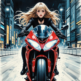 Девушка на байке.