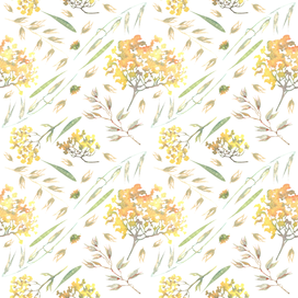 Акварельный бесшовный узор Природные мотивы