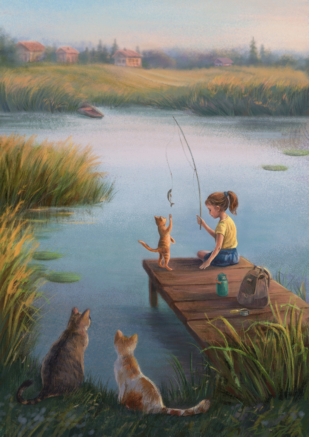 Утренняя рыбалка с пушистым помощником