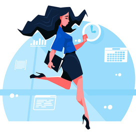 Девушка менеджер торопится