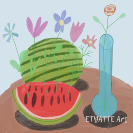 Арбузы и цветы