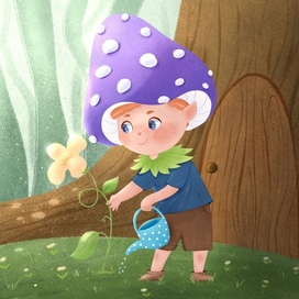 Иллюстрация для детской книги о грибочке