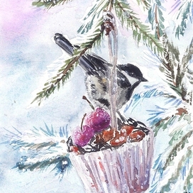 Синичка. Серия открыток "Зимняя сказка"