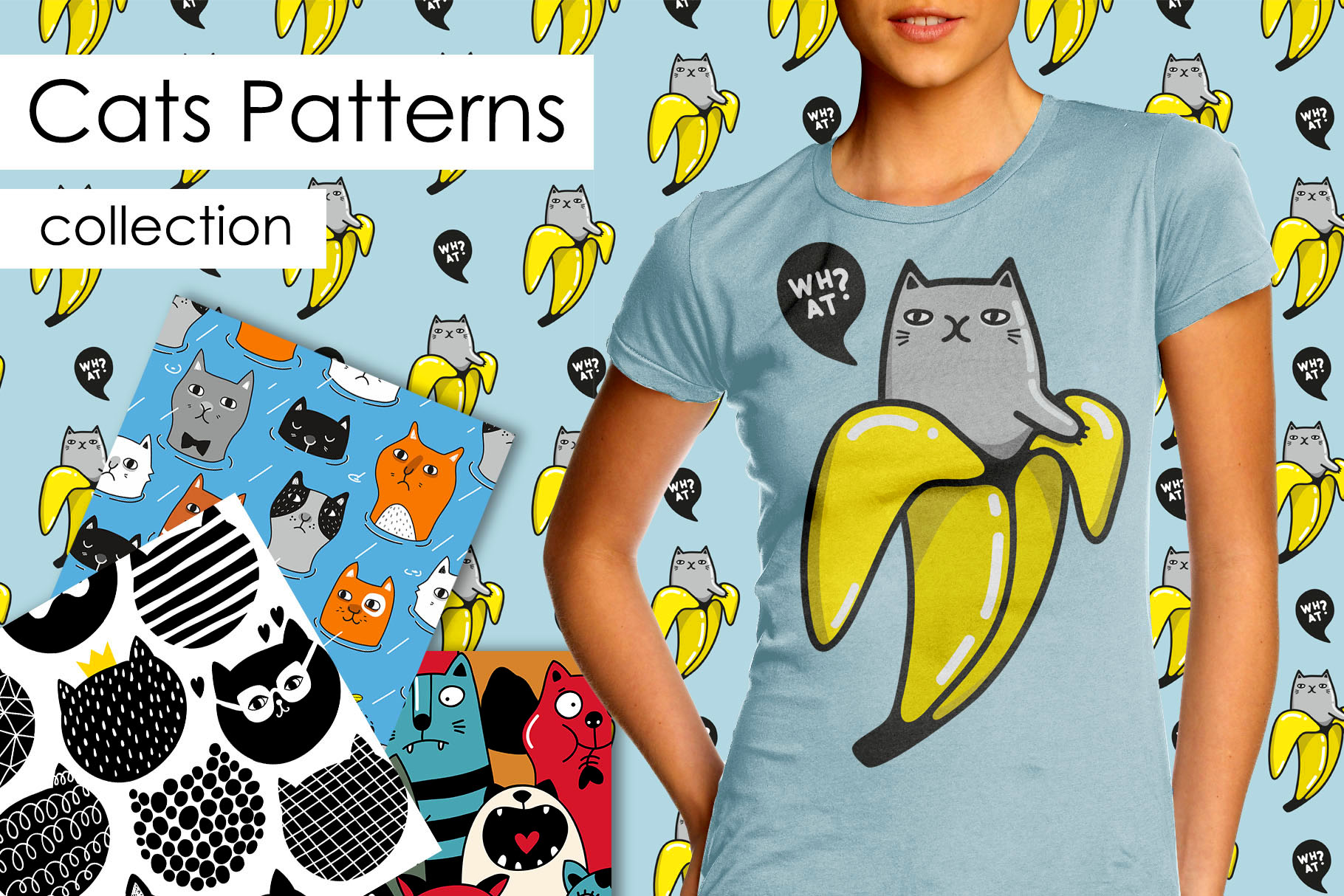 Бесшовные иллюстрации с котами