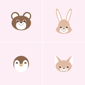 Мишка, пингвин, зайчик, котенок