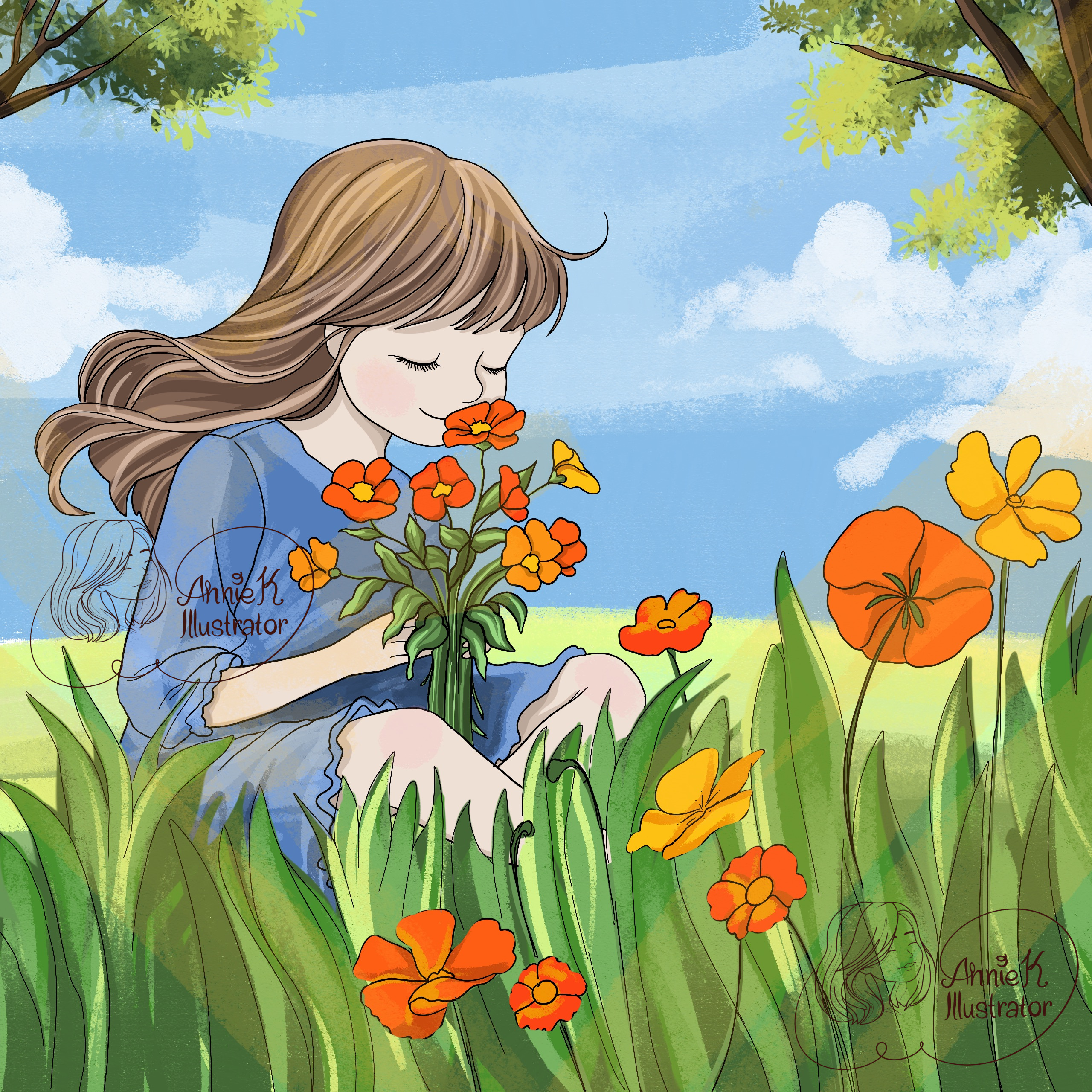 Иллюстрация к сказке про девочку Лизу и заколдованный лес (название еще не придумала)