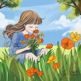 Иллюстрация к сказке про девочку Лизу и заколдованный лес (название еще не придумала)