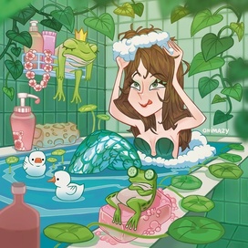 Царевна лягушка принимает ванну