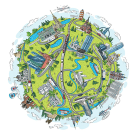 композиция в круге «Города России»