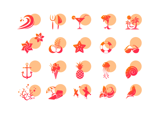 Коллекция иконок "Отдых на море"
