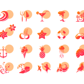 Коллекция иконок "Отдых на море"