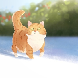 Детская иллюстрация рыжий кот