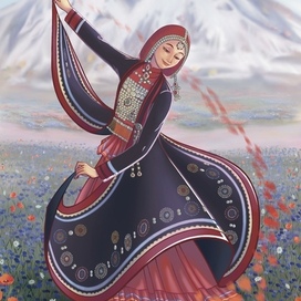 Танцующая башкирская девушка